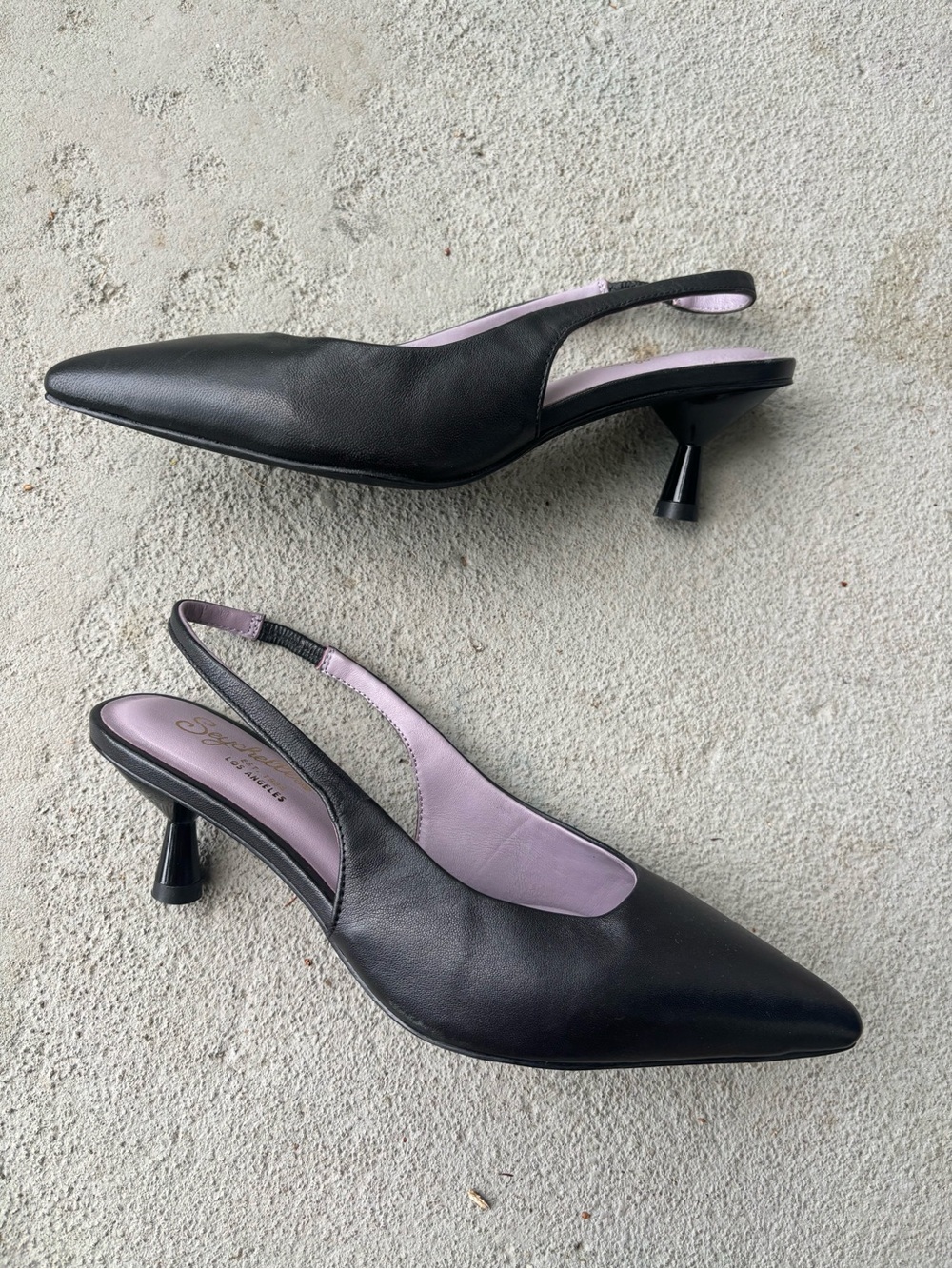 SEYCHELLES Brooklyn Slingback Heels Black Leather Pumps Size 6 - Picture 3 of 10